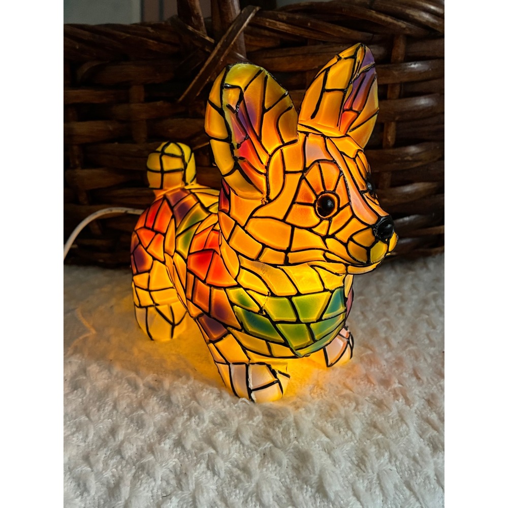 Corgi Accent Lamp One Size Rainbow Good Mosaic Stained Glass